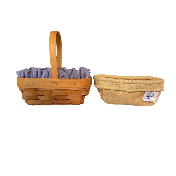 Vintage 2000 Longaberger Small Basket Extra Liner Chambray Yellow w/ Protector - Picture 1 of 11
